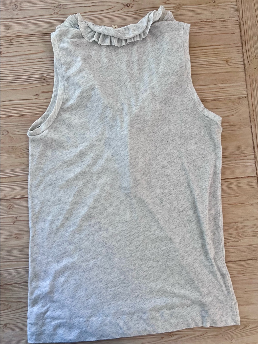 J.Crew Ruffle Neck Sleeveless Slub Tee Gray Size Large - Picture 2 of 5